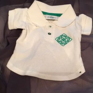 White & Green Embroidered Polo Dog Shirt